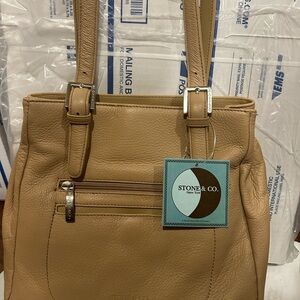 Stone & Co. Tan Shoulder Bag with Structured Design